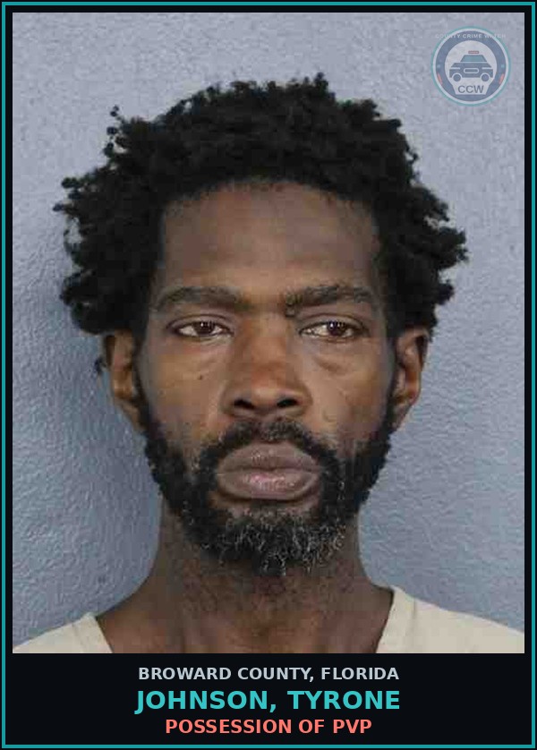 Booking mugshot of JOHNSON, TYRONE in Broward County
