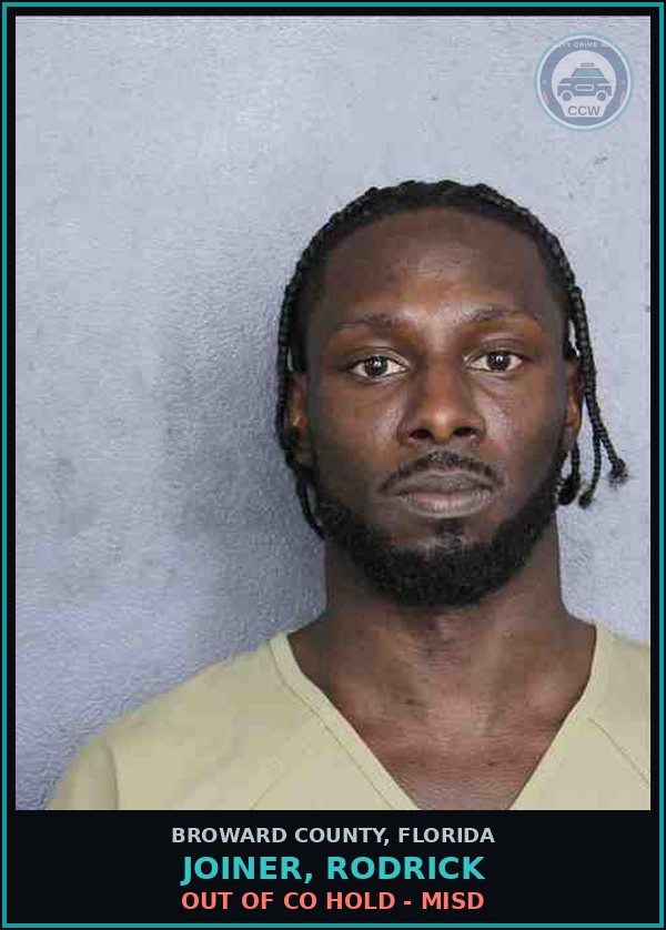 Booking mugshot of JOINER, RODRICK in Broward County