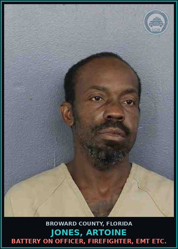 Booking mugshot of JONES, ARTOINE in Broward County