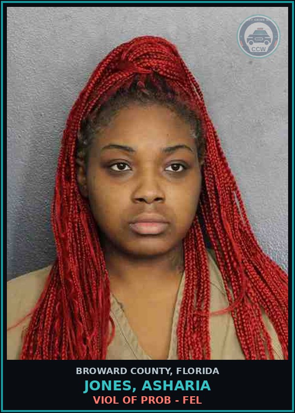 Booking mugshot of JONES, ASHARIA in Broward County