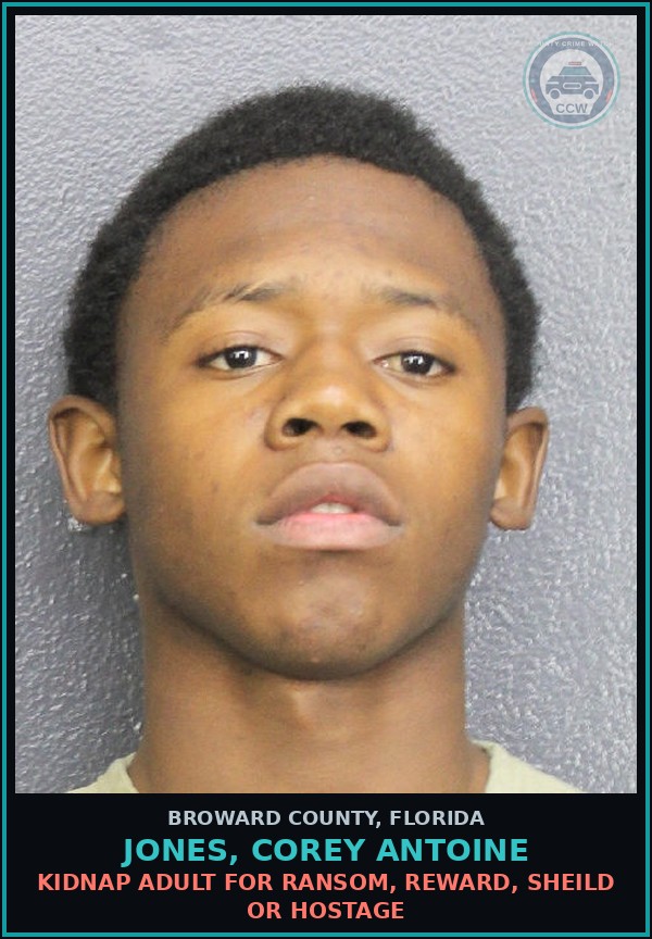 Booking mugshot of JONES, COREY ANTOINE in Broward County