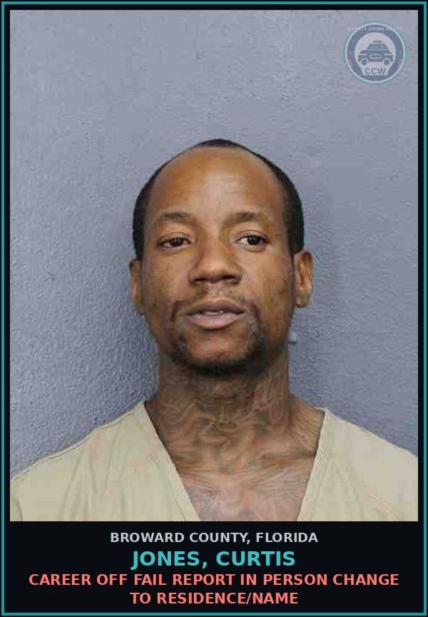 Booking mugshot of JONES, CURTIS in Broward County