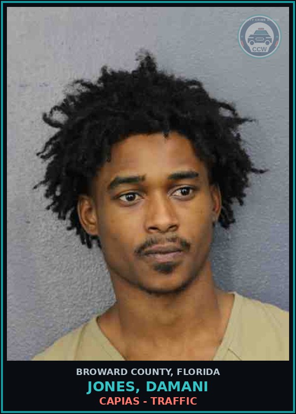 Booking mugshot of JONES, DAMANI in Broward County