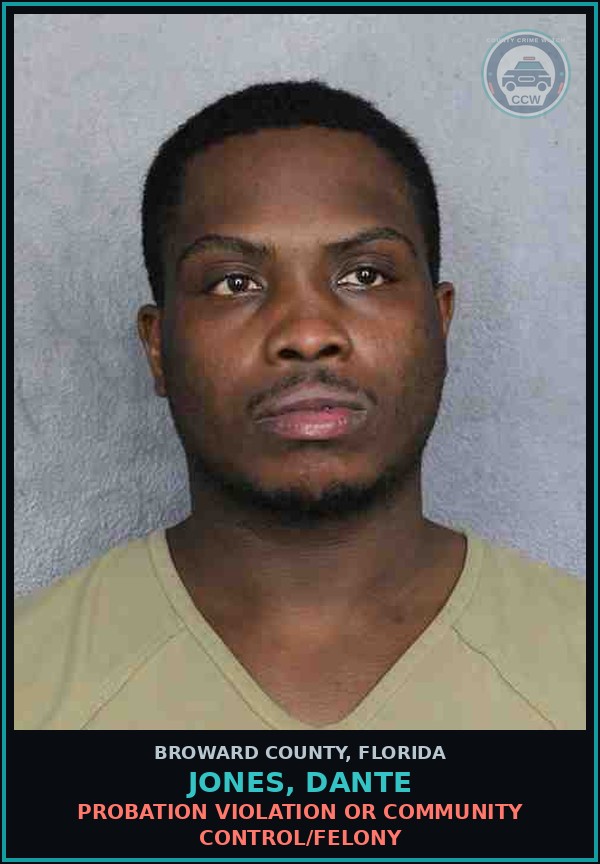Booking mugshot of JONES, DANTE in Broward County