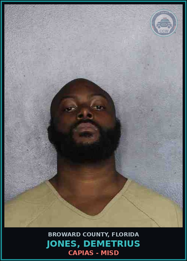 Booking mugshot of JONES, DEMETRIUS in Broward County