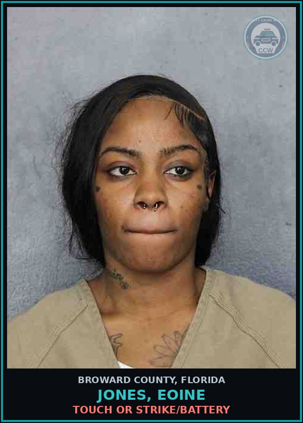 Booking mugshot of JONES, EOINE in Broward County
