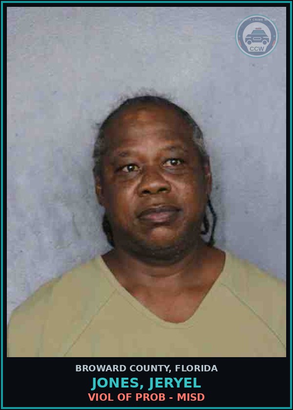 Booking mugshot of JONES, JERYEL in Broward County