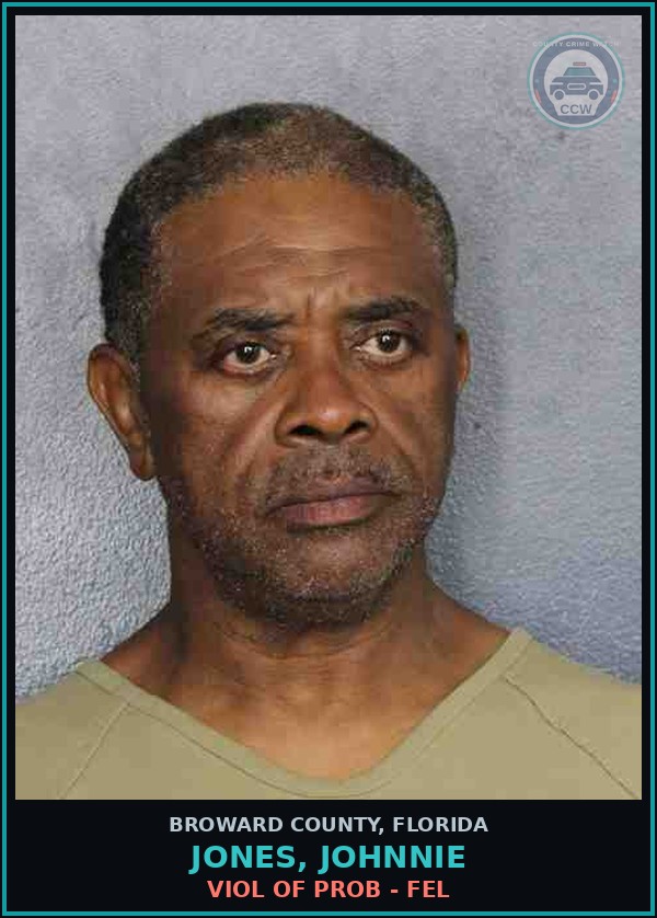 Booking mugshot of JONES, JOHNNIE in Broward County