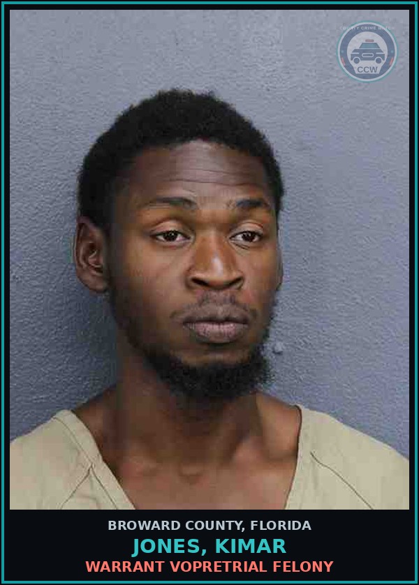 Booking mugshot of JONES, KIMAR in Broward County