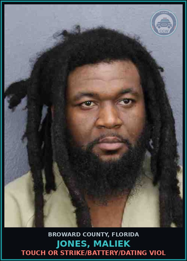Booking mugshot of JONES, MALIEK in Broward County