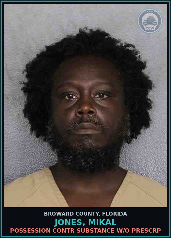 Booking mugshot of JONES, MIKAL in Broward County