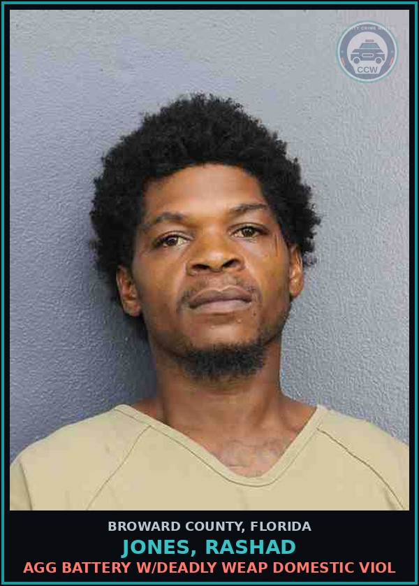 Booking mugshot of JONES, RASHAD in Broward County