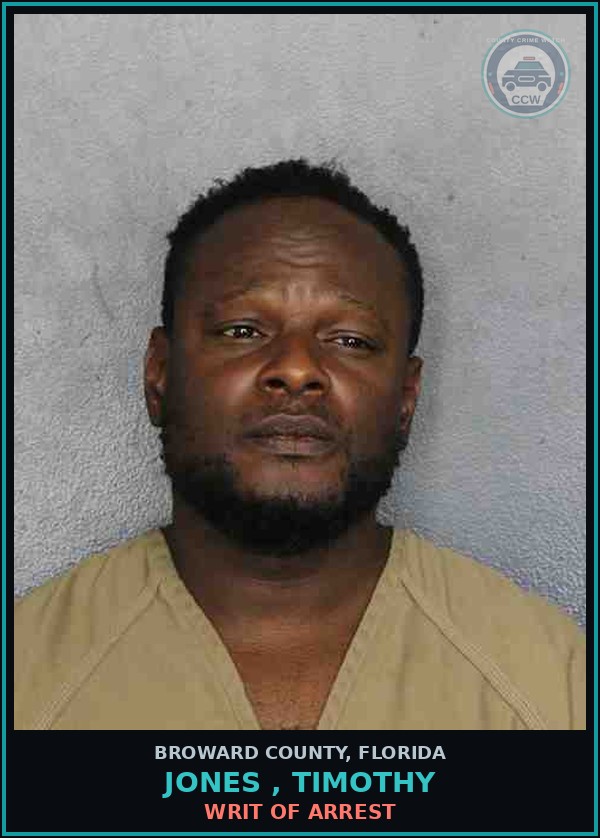 Booking mugshot of JONES , TIMOTHY in Broward County
