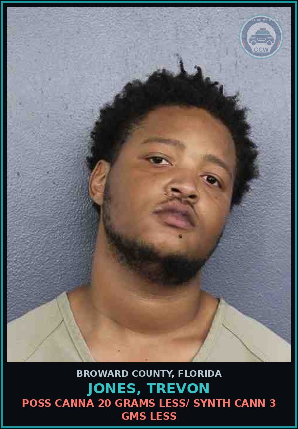 Booking mugshot of JONES, TREVON in Broward County
