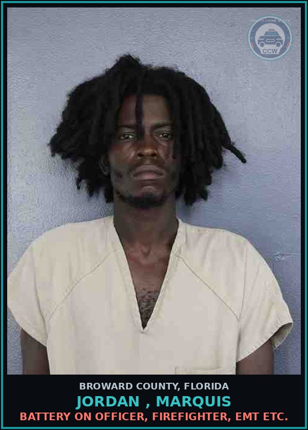 Booking mugshot of JORDAN , MARQUIS in Broward County