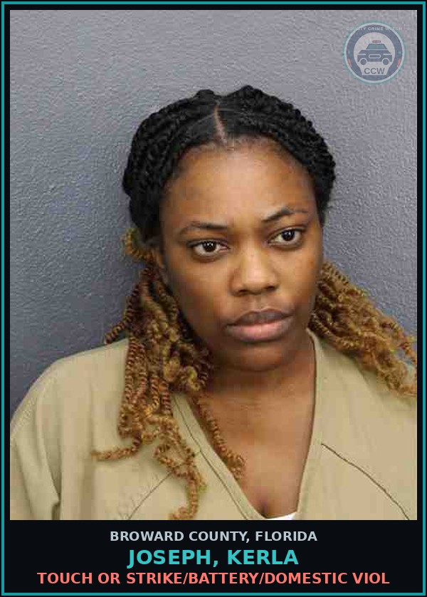 Booking mugshot of JOSEPH, KERLA in Broward County