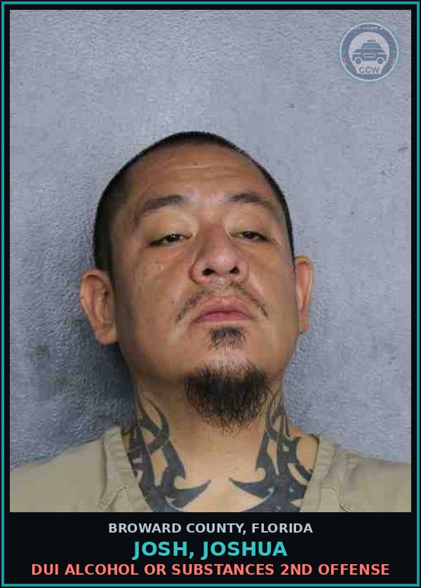 Booking mugshot of JOSH, JOSHUA in Broward County