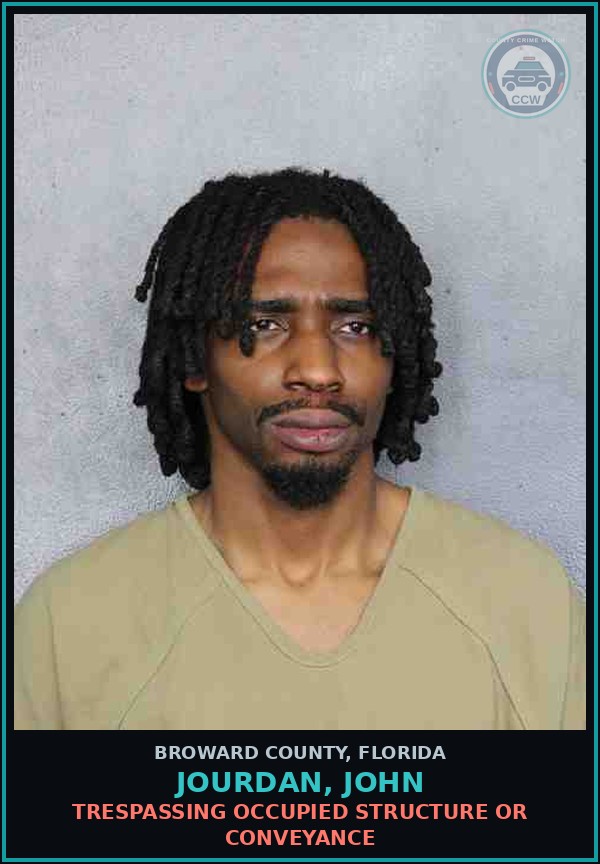 Booking mugshot of JOURDAN, JOHN in Broward County