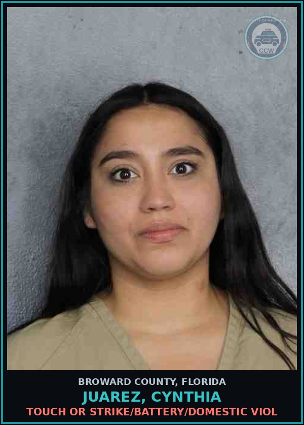 Booking mugshot of JUAREZ, CYNTHIA in Broward County