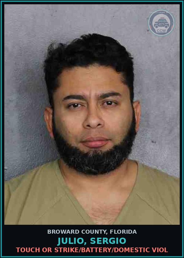 Booking mugshot of JULIO, SERGIO in Broward County