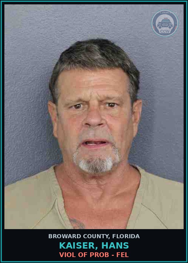 Booking mugshot of KAISER, HANS in Broward County