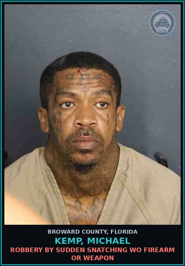 Booking mugshot of KEMP, MICHAEL in Broward County