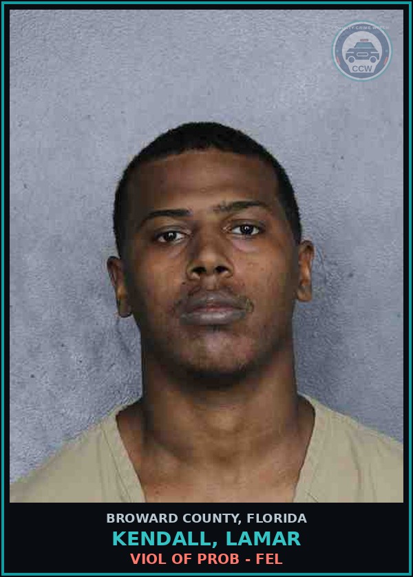 Booking mugshot of KENDALL, LAMAR in Broward County