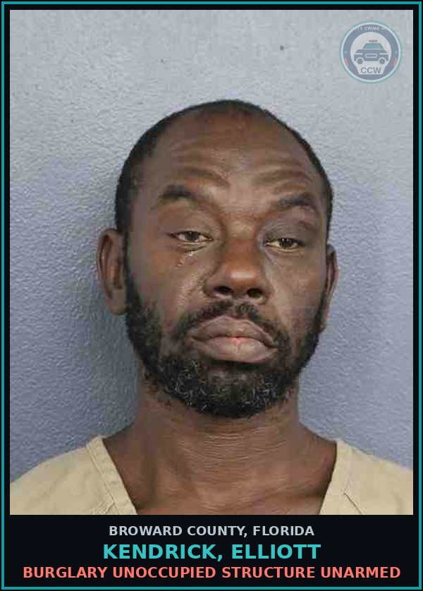 Booking mugshot of KENDRICK, ELLIOTT in Broward County