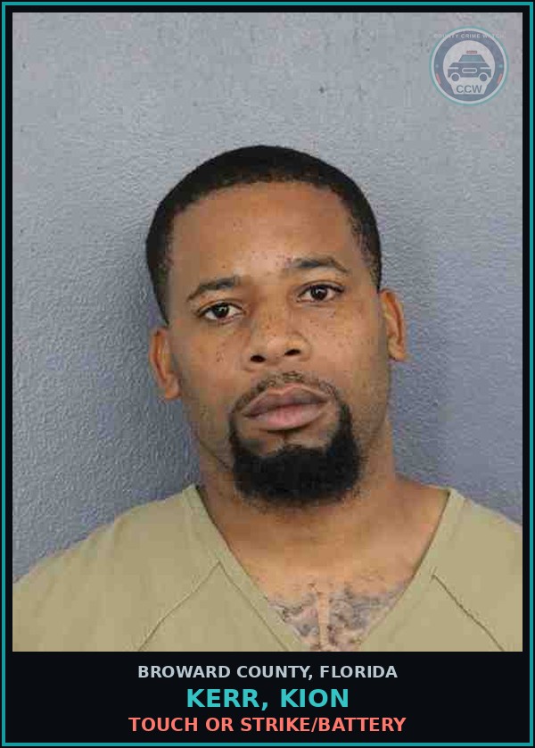 Booking mugshot of KERR, KION in Broward County