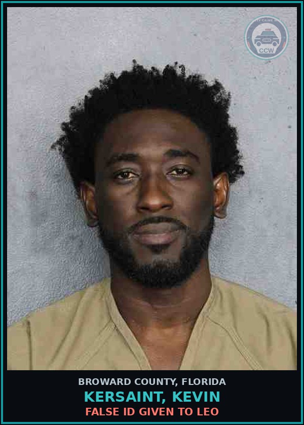 Booking mugshot of KERSAINT, KEVIN in Broward County