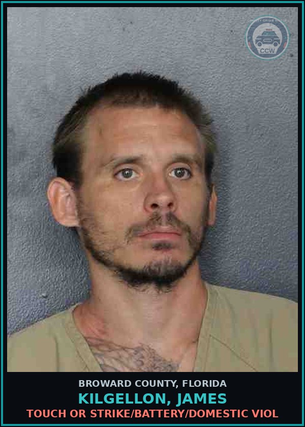 Booking mugshot of KILGELLON, JAMES in Broward County