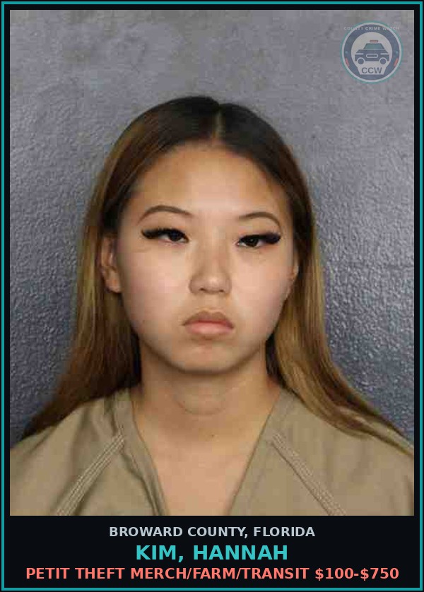 Booking mugshot of KIM, HANNAH in Broward County
