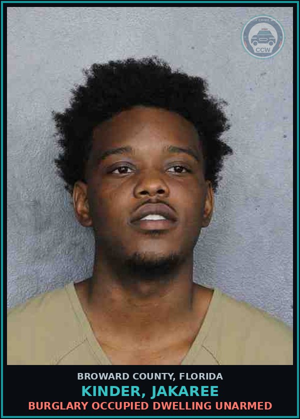 Booking mugshot of KINDER, JAKAREE in Broward County