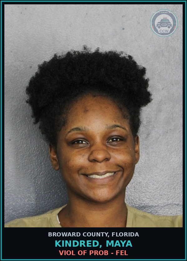 Booking mugshot of KINDRED, MAYA in Broward County