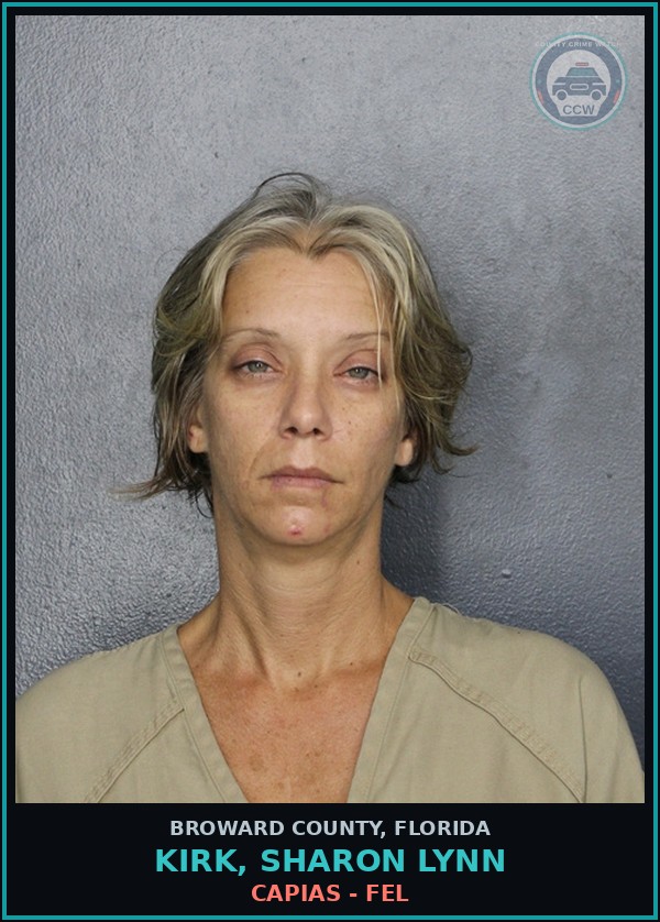 Booking mugshot of KIRK, SHARON LYNN in Broward County