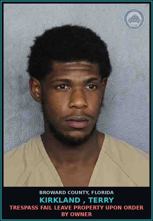Booking mugshot of KIRKLAND , TERRY in Broward County