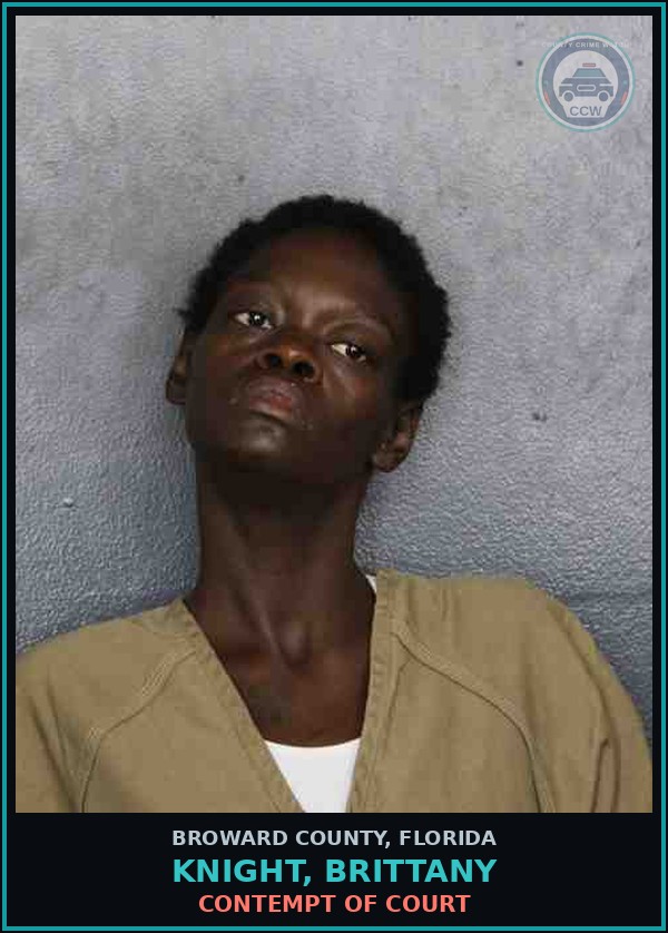 Booking mugshot of KNIGHT, BRITTANY in Broward County