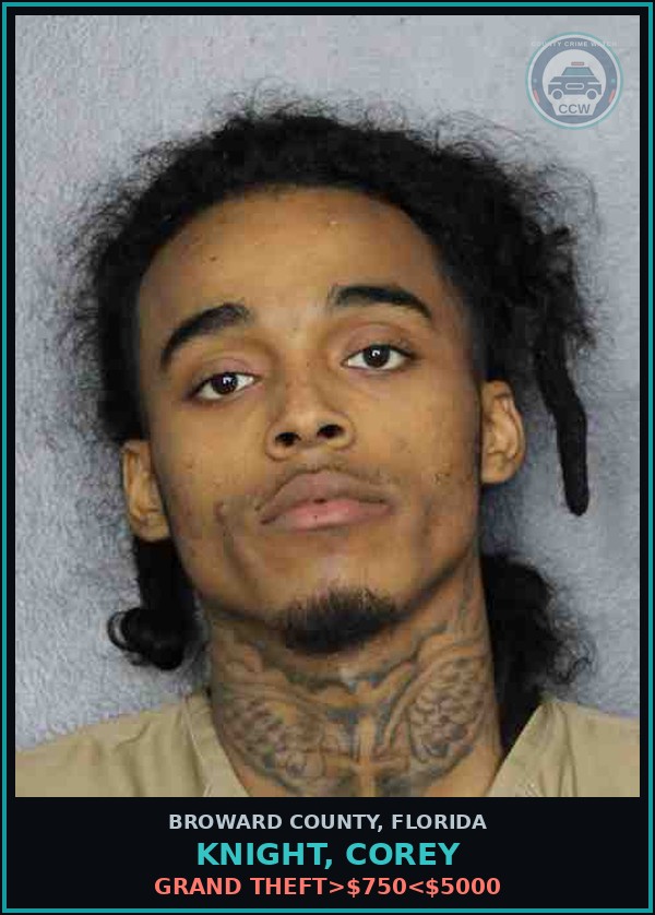 Booking mugshot of KNIGHT, COREY in Broward County