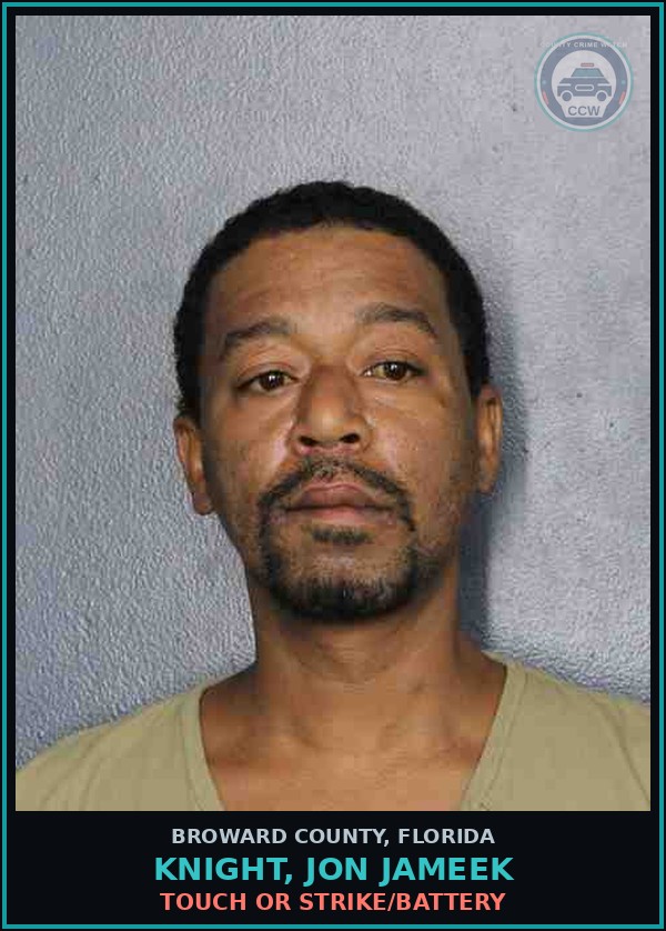 Booking mugshot of KNIGHT, JON JAMEEK in Broward County