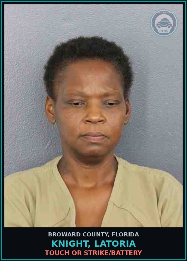 Booking mugshot of KNIGHT, LATORIA in Broward County