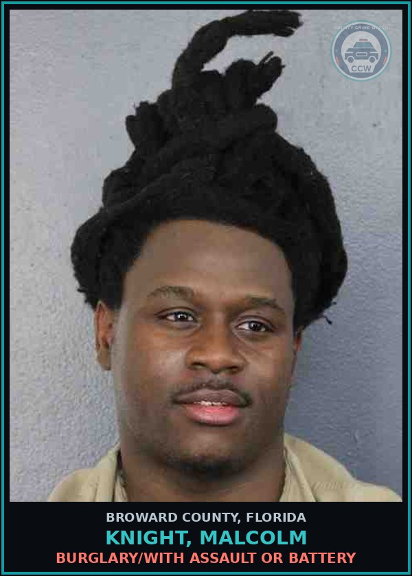 Booking mugshot of KNIGHT, MALCOLM in Broward County