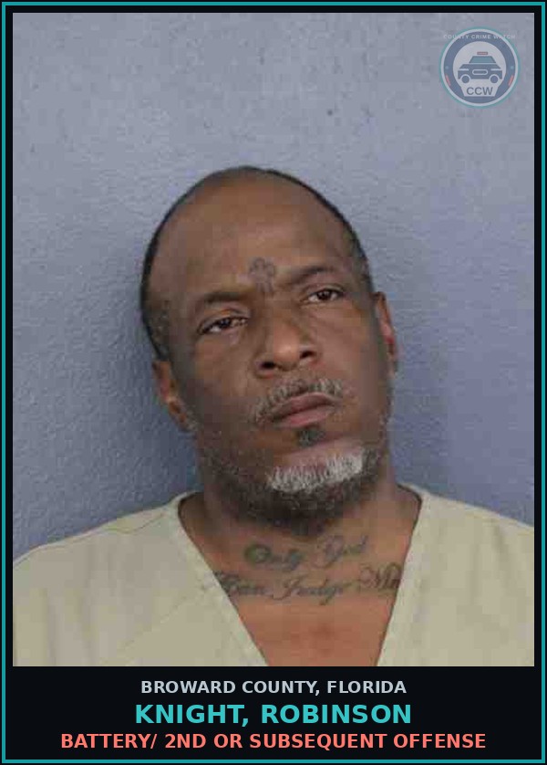 Booking mugshot of KNIGHT, ROBINSON in Broward County