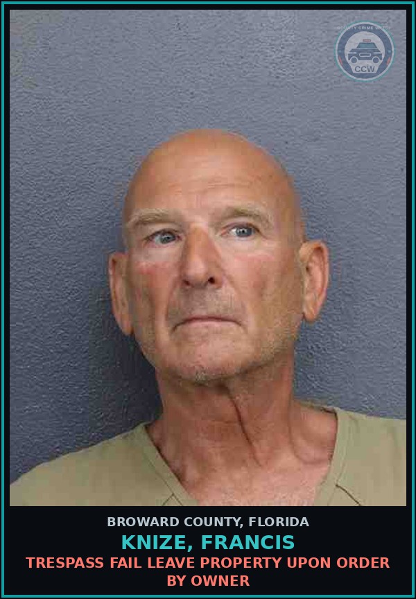Booking mugshot of KNIZE, FRANCIS in Broward County