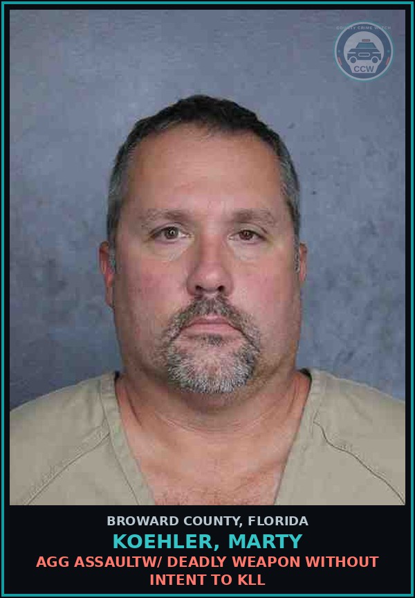 Booking mugshot of KOEHLER, MARTY in Broward County