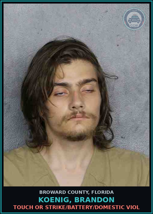 Booking mugshot of KOENIG, BRANDON in Broward County