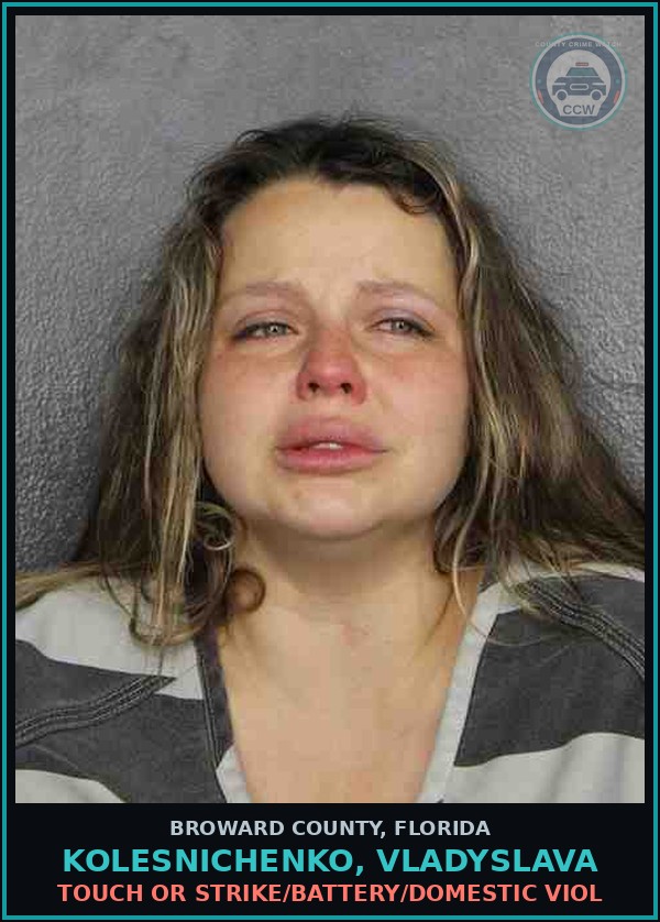 Booking mugshot of KOLESNICHENKO, VLADYSLAVA in Broward County
