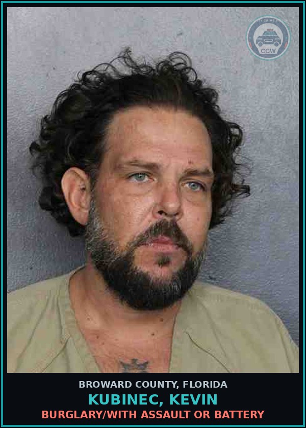 Booking mugshot of KUBINEC, KEVIN in Broward County