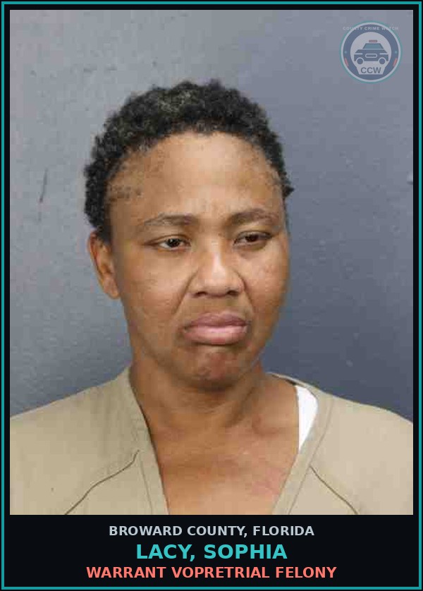 Booking mugshot of LACY, SOPHIA in Broward County