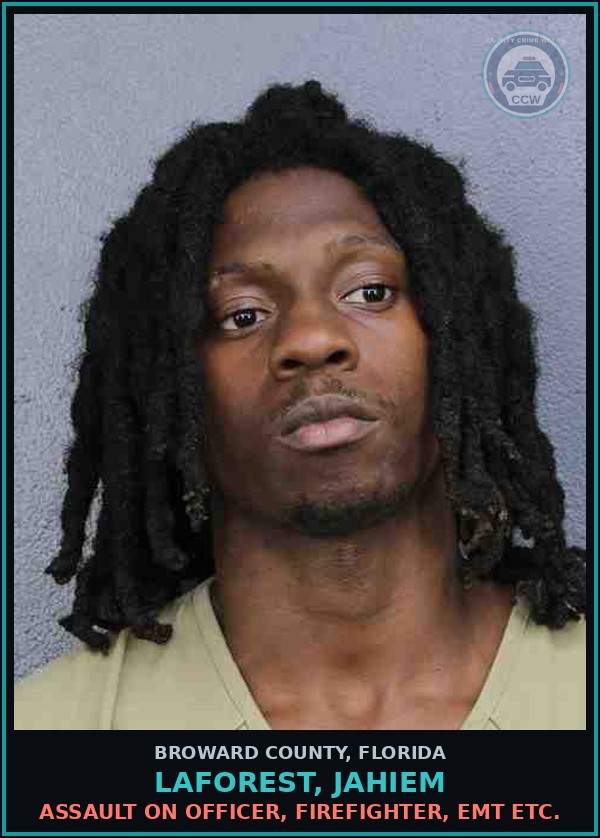 Booking mugshot of LAFOREST, JAHIEM in Broward County