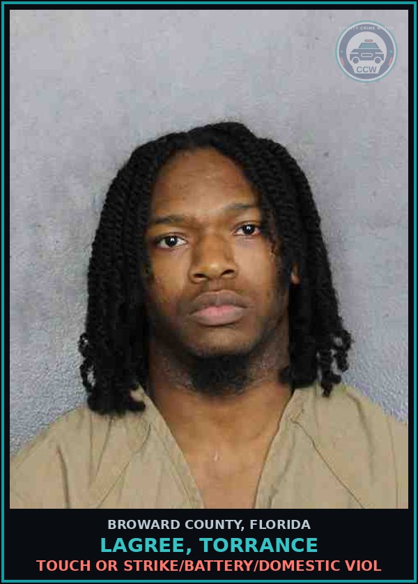 Booking mugshot of LAGREE, TORRANCE in Broward County